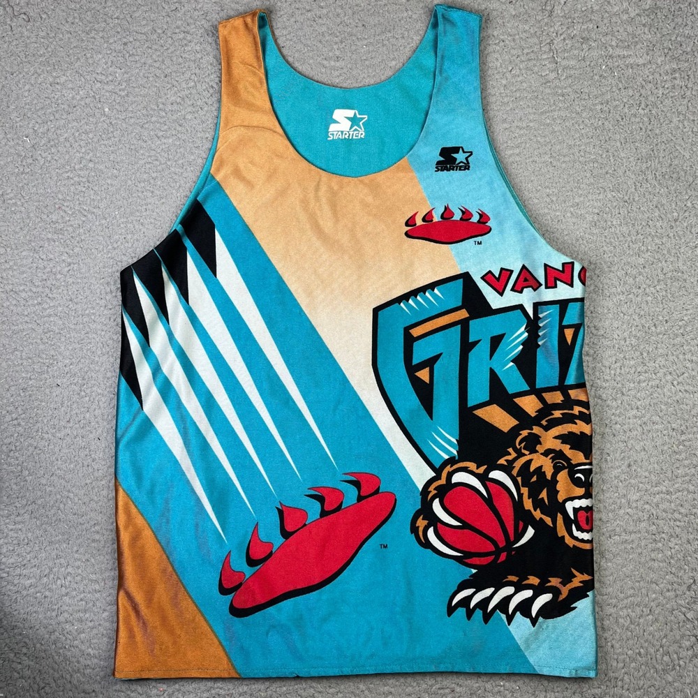Vancouver Grizzlies Tank Top Starter Men M Teal Reversible NBA Basketball Jersey